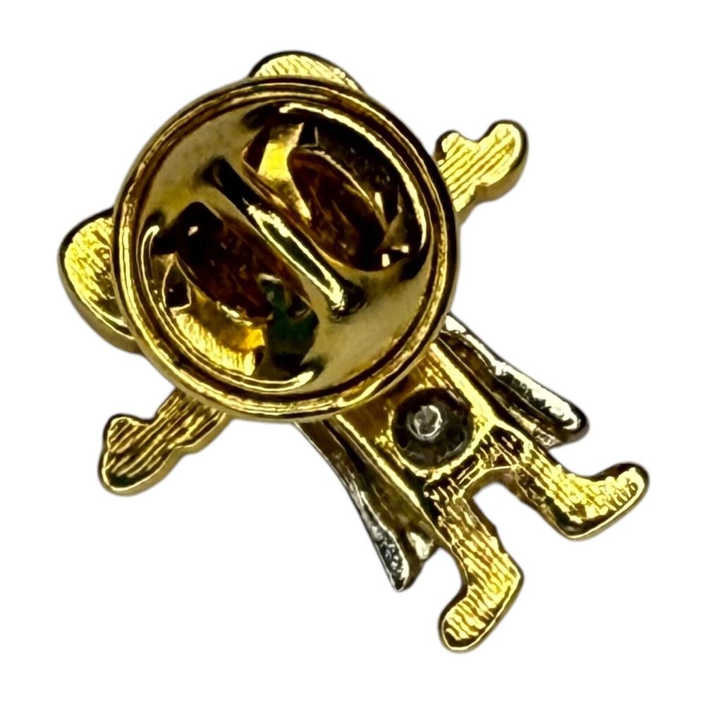 Vintage Pigtail Girl Heart Dress Two-Tone Gold & Silver Lapel Pin Brooch - Picture 2 of 6